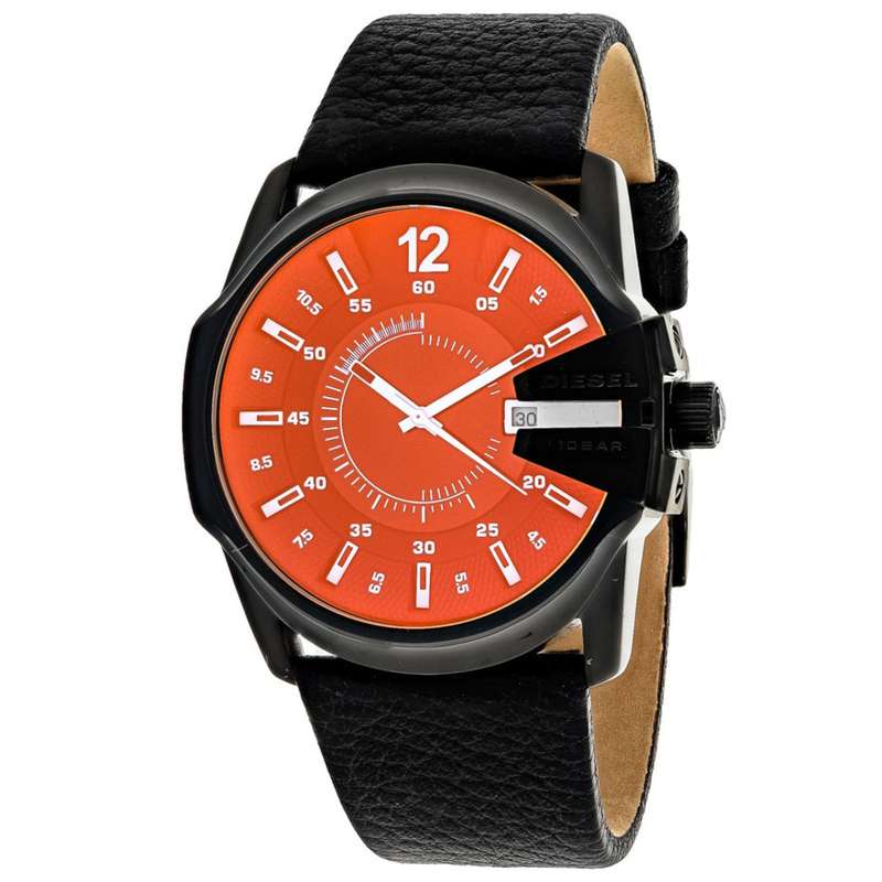 Diesel Master Chief Three-Hand Black Leather Men's Watch | DZ1657