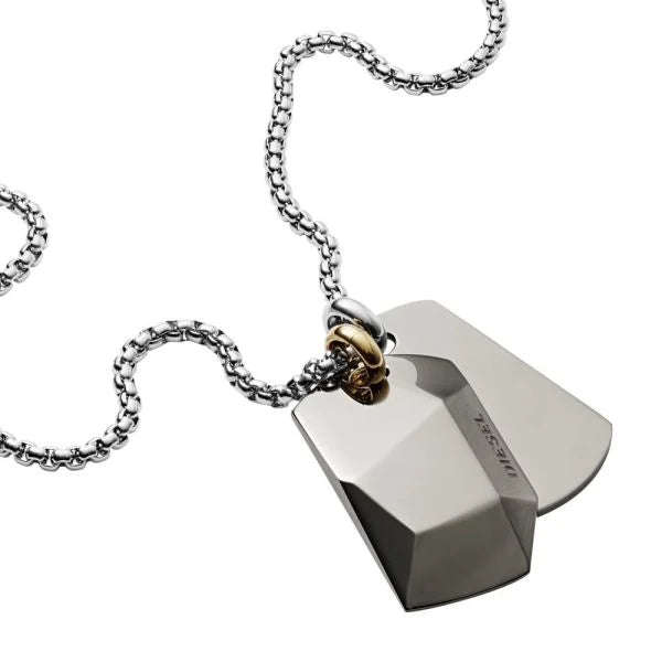 Diesel Stainless Steel Dog Tag Men's Necklace | DX1143040