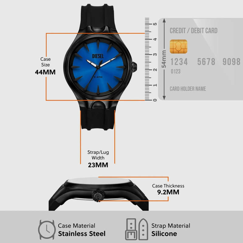Diesel Streamline Three-Hand Black Silicone Men's Watch | DZ2203