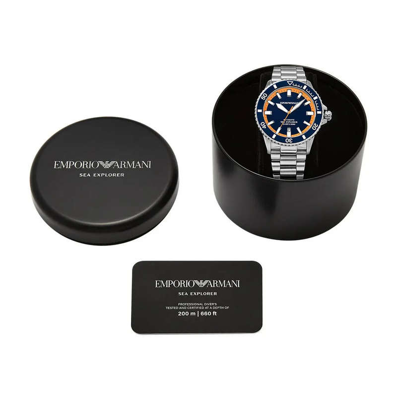 Emporio Armani Blue Sea Explorer Silver Stainless Steel Men's Watch | AR60090
