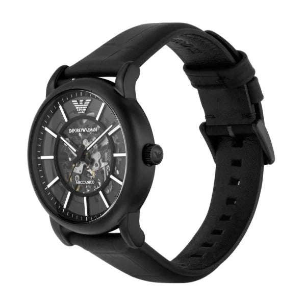 Emporio Armani Automatic Black Leather Men's Watch | AR60008