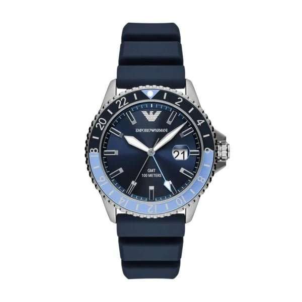 Emporio Armani GMT Dual Time Blue Silicone Men's Watch | AR11592