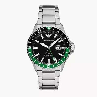 Emporio Armani GMT Dual Time Stainless Steel Watch | AR11589