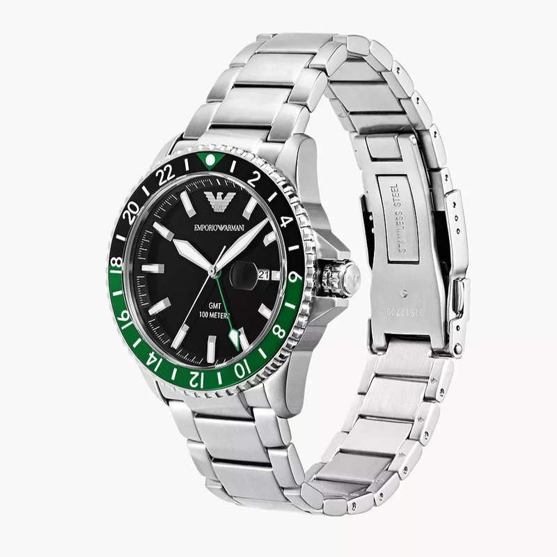 Emporio Armani GMT Dual Time Stainless Steel Watch | AR11589