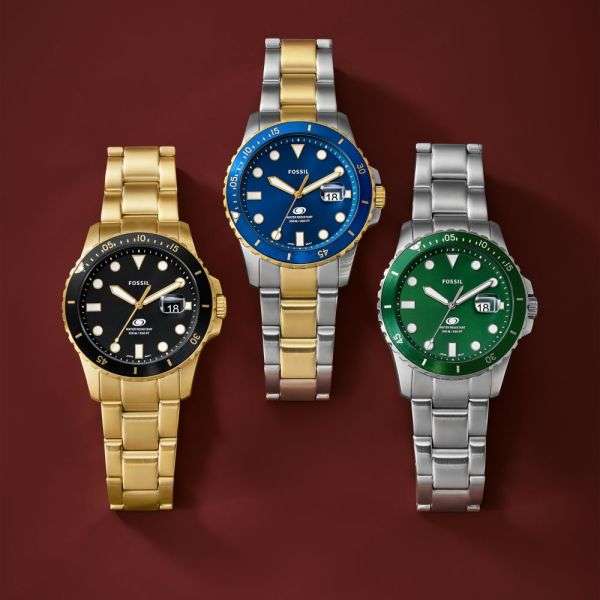 Fossil Blue Dive Three-Hand Date Stainless Steel Men's Watch | FS6034