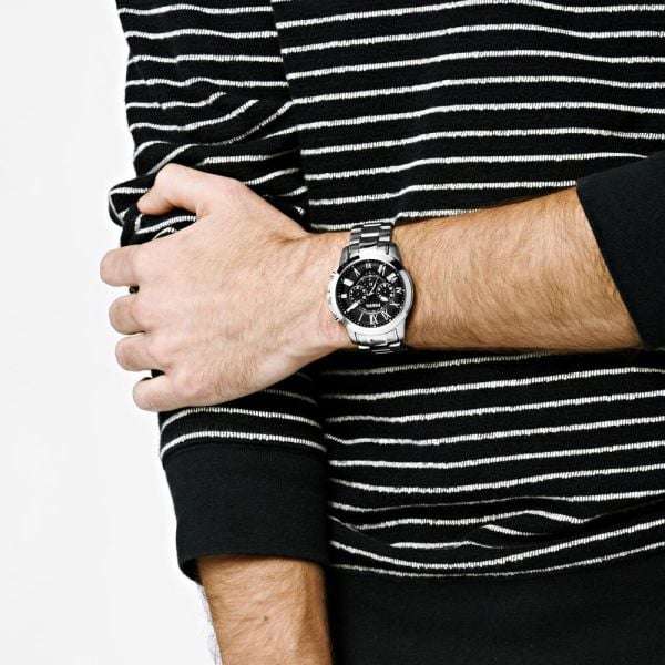 Fossil Grant Silver Round Stainless Steel Men's Watch | FS4736
