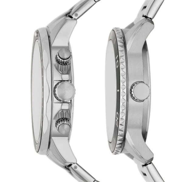 Fossil His and Hers Multifunction Stainless Steel Unisex Watch Set | BQ2753SET