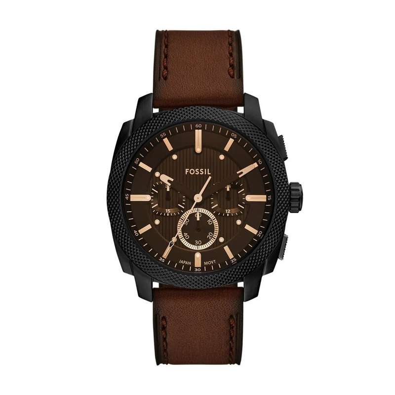 Fossil Machine Chronograph Brown Leather Men's Watch | FS6101
