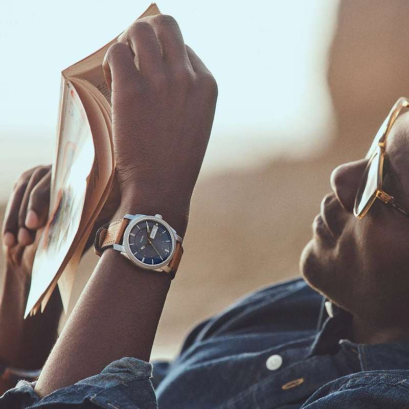 Fossil Machine Three-Hand Date Brown Leather Men's Watch | FS5900