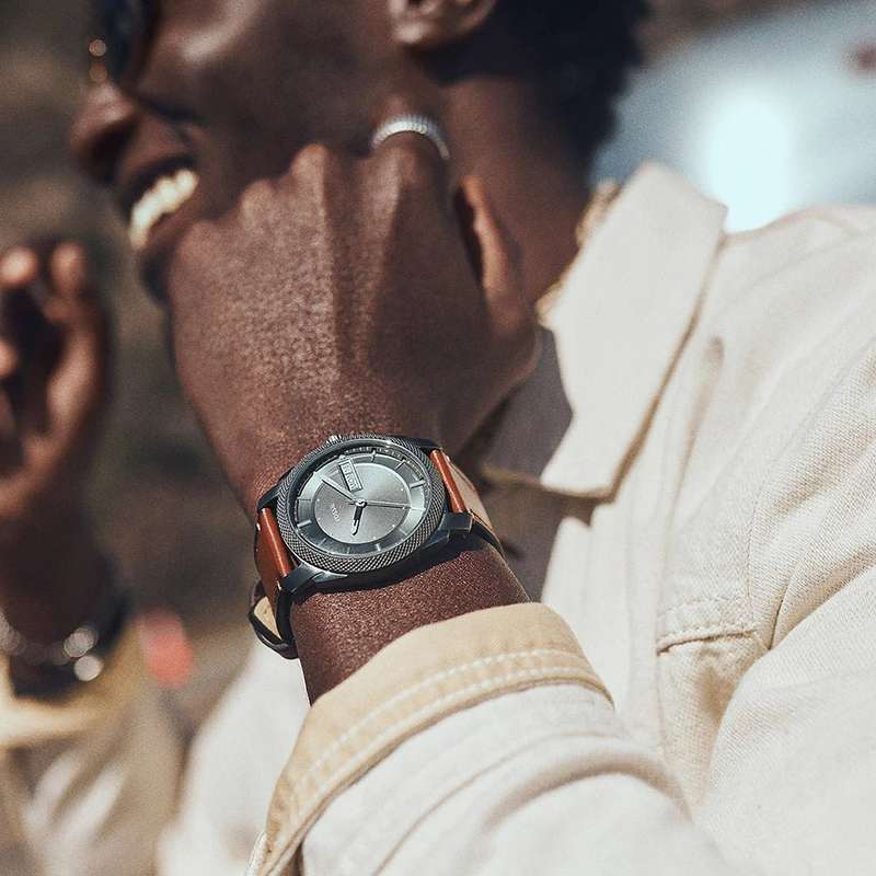 Fossil Machine Three-Hand Date Brown Leather Men's Watch | FS5900