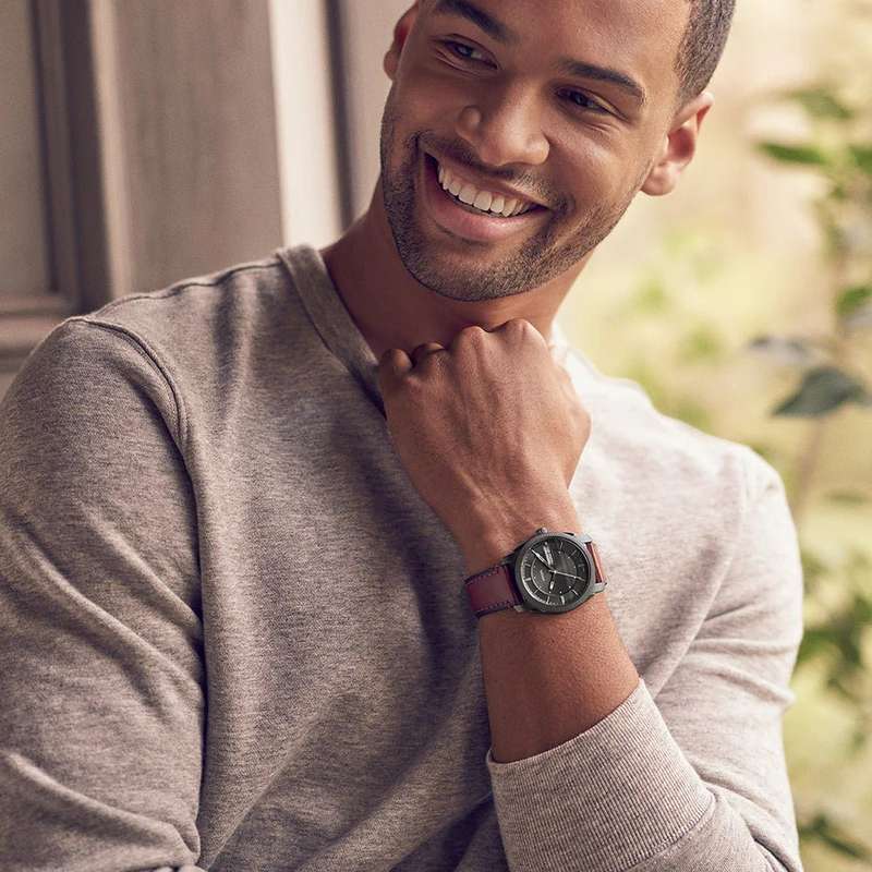 Fossil Machine Three-Hand Date Brown Leather Men's Watch | FS5900