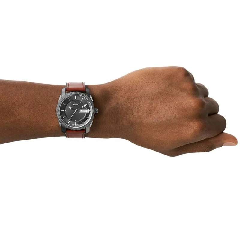 Fossil Machine Three-Hand Date Brown Leather Men's Watch | FS5900