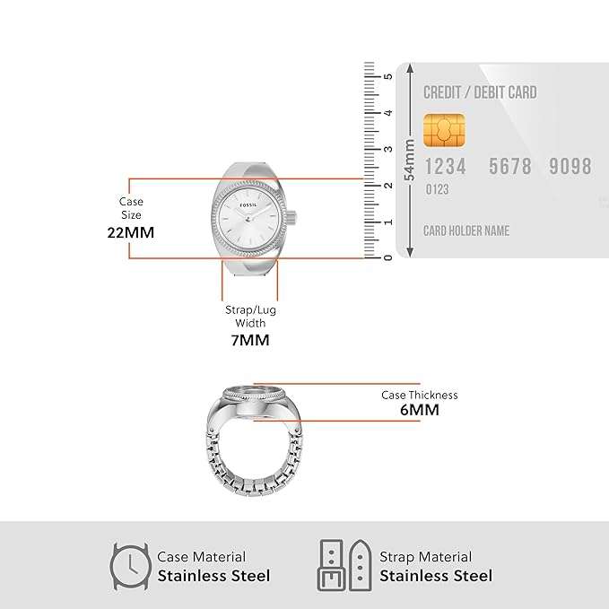 Fossil Two-Hand Stainless Steel Women's Ring Watch | ES5245