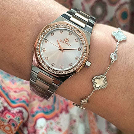 Bigotti Crystal Two-Tone Rose Gold & Silver Women's Watch | BG.1.10587-5