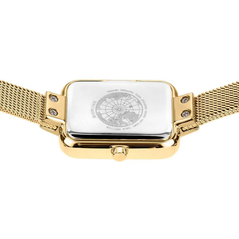 Bering White Rectangular Dial Gold Brushed Women's Watch | 14520-334
