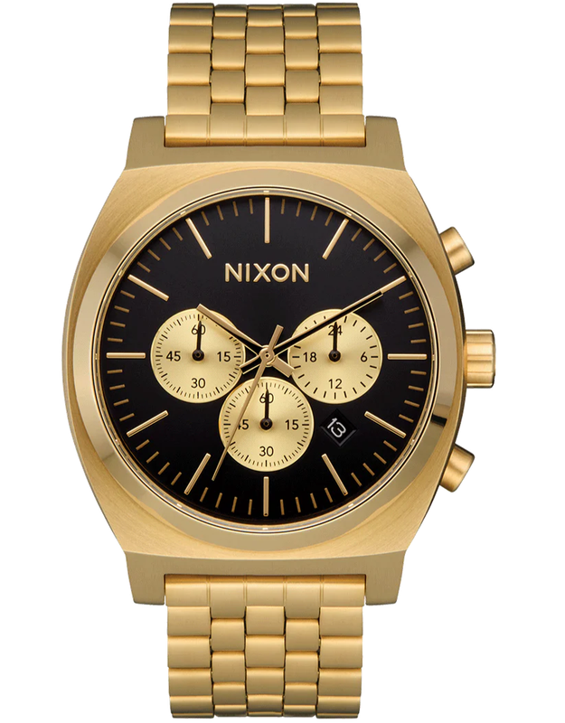 Nixon Gold Tone black Dial Chronograph Unisex Watch | A9725333-00