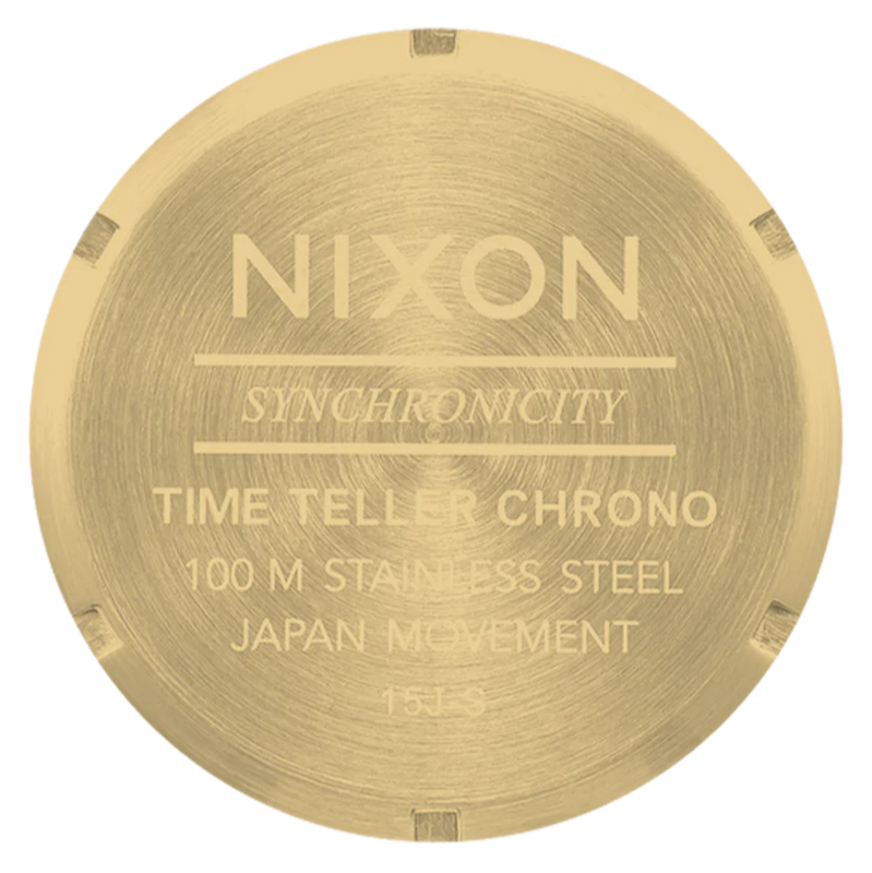 Nixon Gold Tone black Dial Chronograph Unisex Watch | A9725333-00