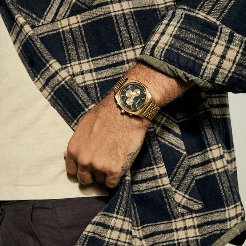 Nixon Gold Tone black Dial Chronograph Unisex Watch | A9725333-00