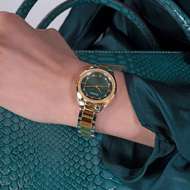 GUESS  Two-Tone Green Dial Womens Watch | GW0767L4