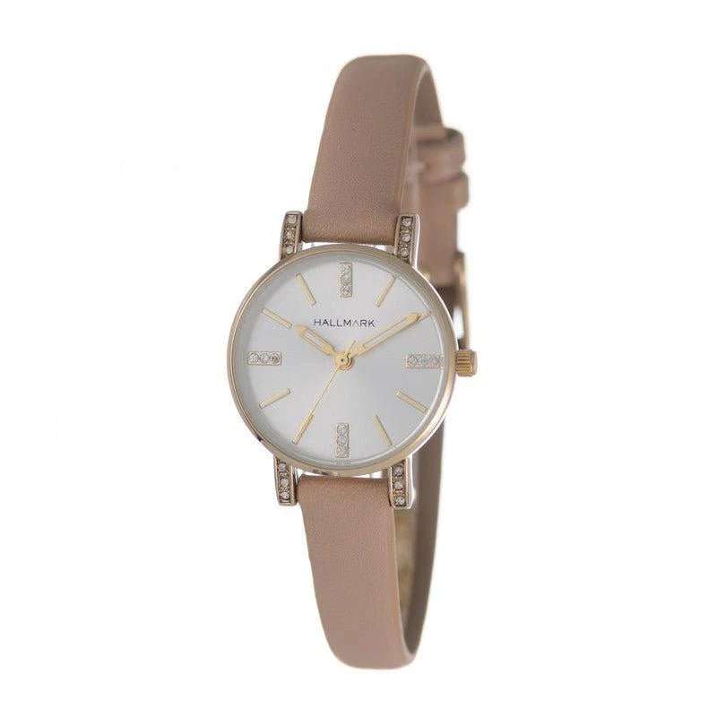Hallmark Leather Brown Strap Silver Dial Woman's Watch | HL1490N