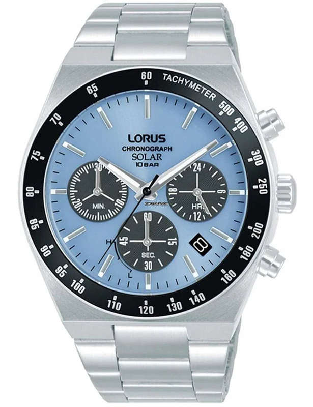 Lorus Chronograph Stainless Steel Light Blue Dial Men's Watch | RZ525AX9