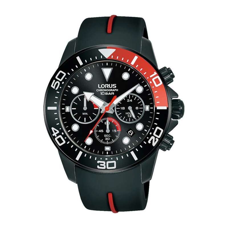 Lorus Black Silicone Strap Men's Watch | RT347JX9