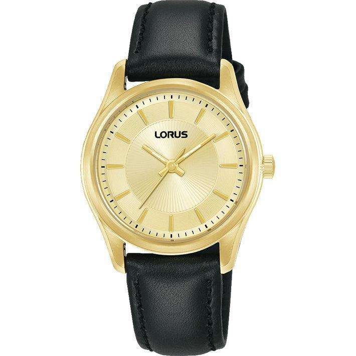 Lorus Leather Strap Gold Dial Dress Woman's Watch | RG254XX9
