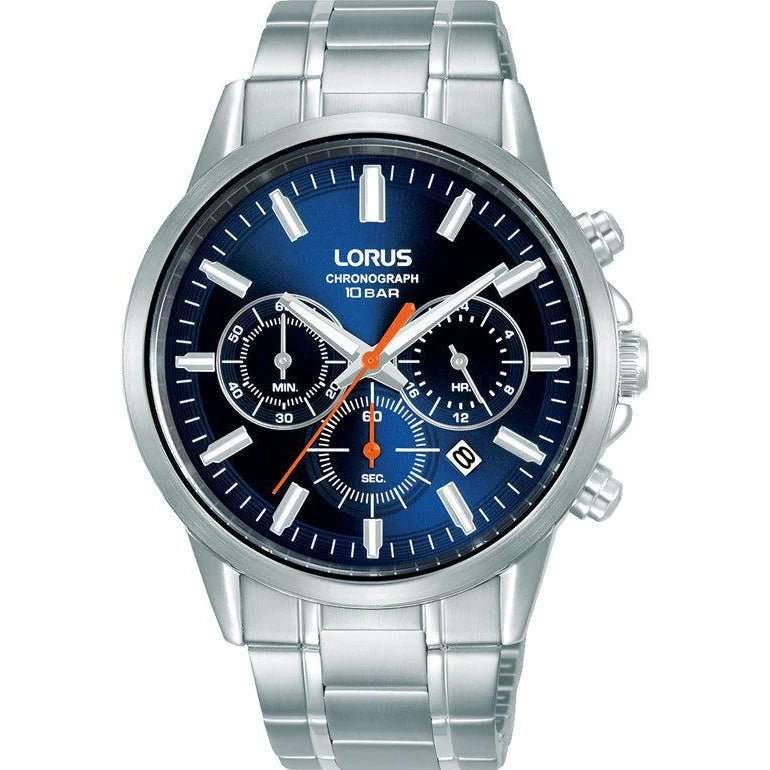 Lorus Stainless Steel Chronograph Blue Dial Men's Watch | RT373KX9