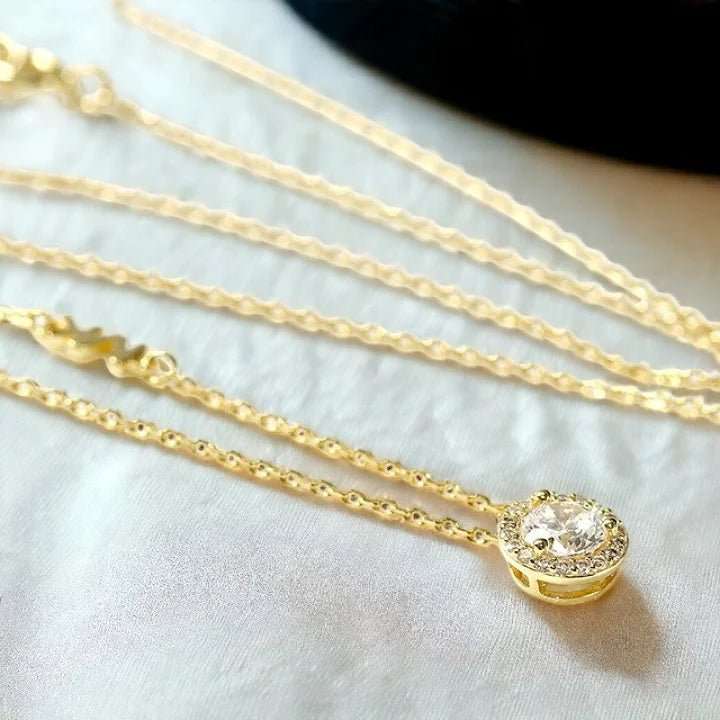Michael Kors 14k Gold-Plated Sterling Silver Cubic Zirconia Pendant Women's Necklace | MKC1208AN710