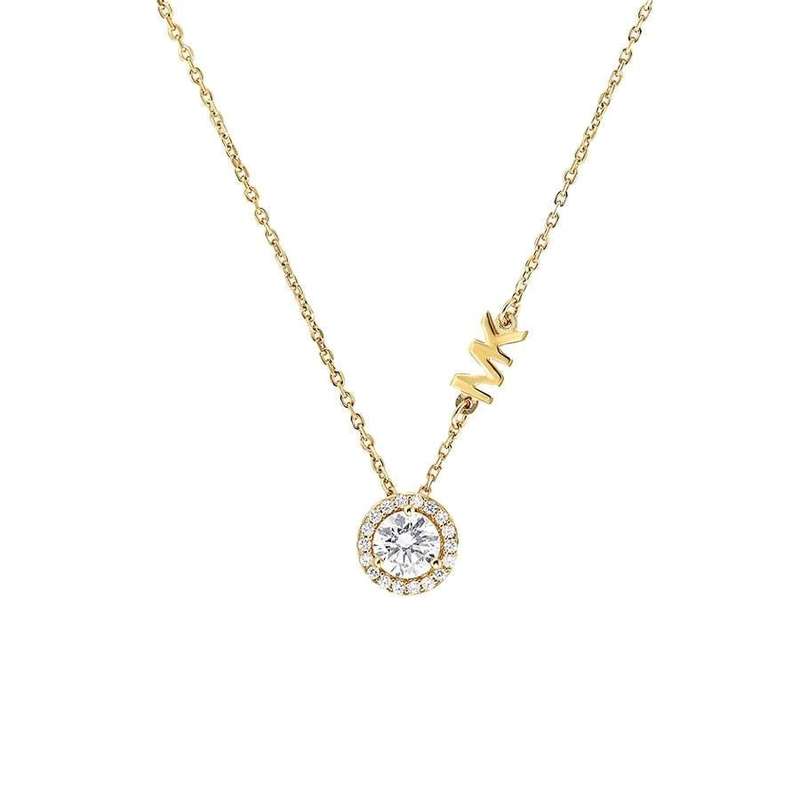 Michael Kors 14k Gold-Plated Sterling Silver Cubic Zirconia Pendant Women's Necklace | MKC1208AN710