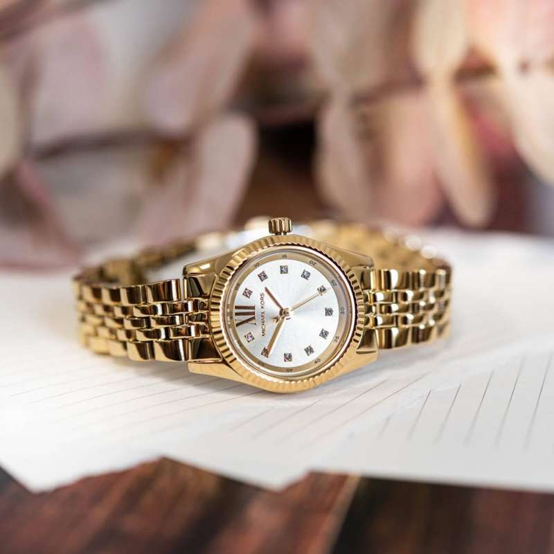 Michael Kors Lexington Three-Hand Gold-Tone Stainless Steel Woman's Watch | MK4741