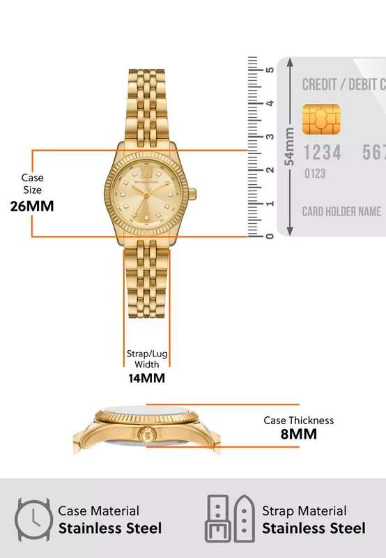 Michael Kors Lexington Three-Hand Gold-Tone Stainless Steel Woman's Watch | MK4741