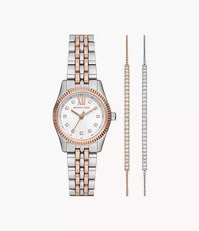 Michael Kors Lexington Three-Hand Two-Tone Stainless Steel Watch and Bracelets Gift Set | MK4817SET