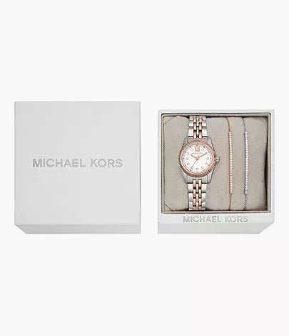 Michael Kors Lexington Three-Hand Two-Tone Stainless Steel Watch and Bracelets Gift Set | MK4817SET
