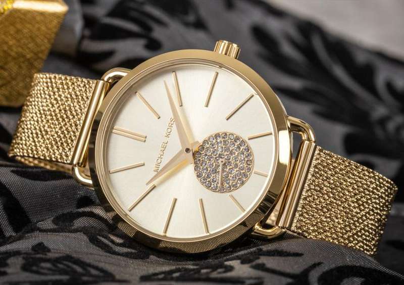 Michael Kors Portia Gold Round Stainless Steel Women's Watch | MK3844