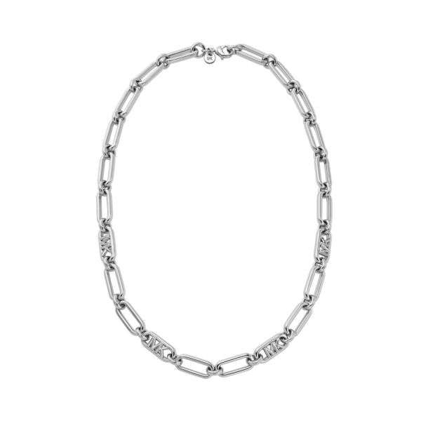 Michael Kors Premium Statement Link Platinum-Plated Empire Link Women's Necklace | MKJ828400040