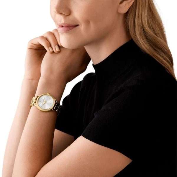 Michael Kors Runway Three-Hand Gold-Tone Stainless Steel Woman's Watch | MK7472