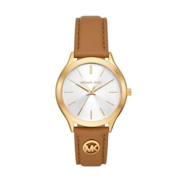 Michael Kors Slim Runway Three-Hand Luggage Leather Woman's Watch | MK7465