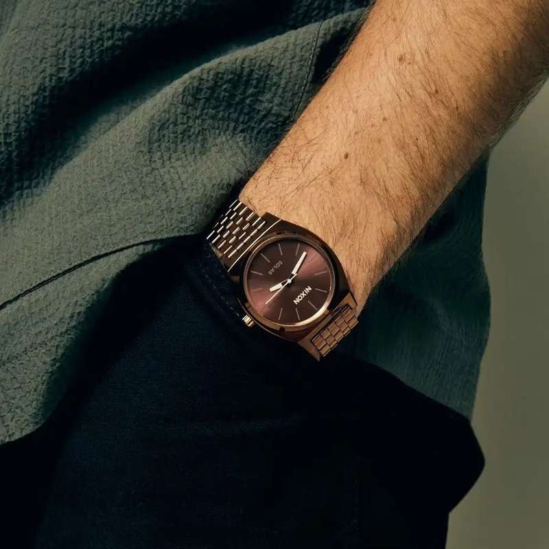 Nixon Time Teller Chocolate Cappucino Solar Unisex Watch | A13695243-00