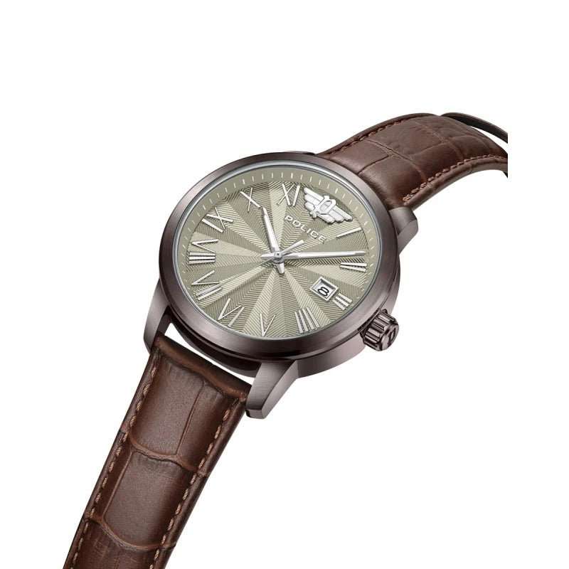 Police Raho Brown Leather Men's Watch | PEWJB0021301