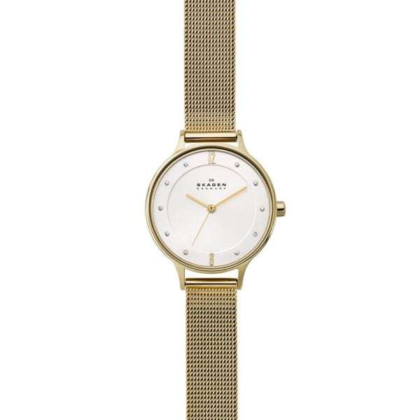 Skagen Anita Gold Round Stainless Steel Mesh Women's Watch | SKW2150