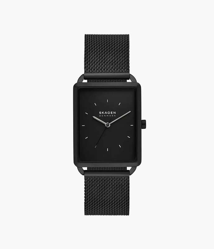 Skagen Hagen Three-Hand Black Stainless Steel Mesh Men's Watch | SKW6928