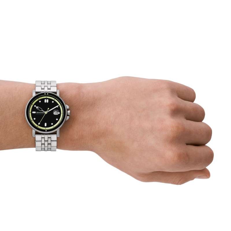 Skagen Signatur Sport Three-Hand Date Silver Stainless Steel Men's Watch | SKW6919
