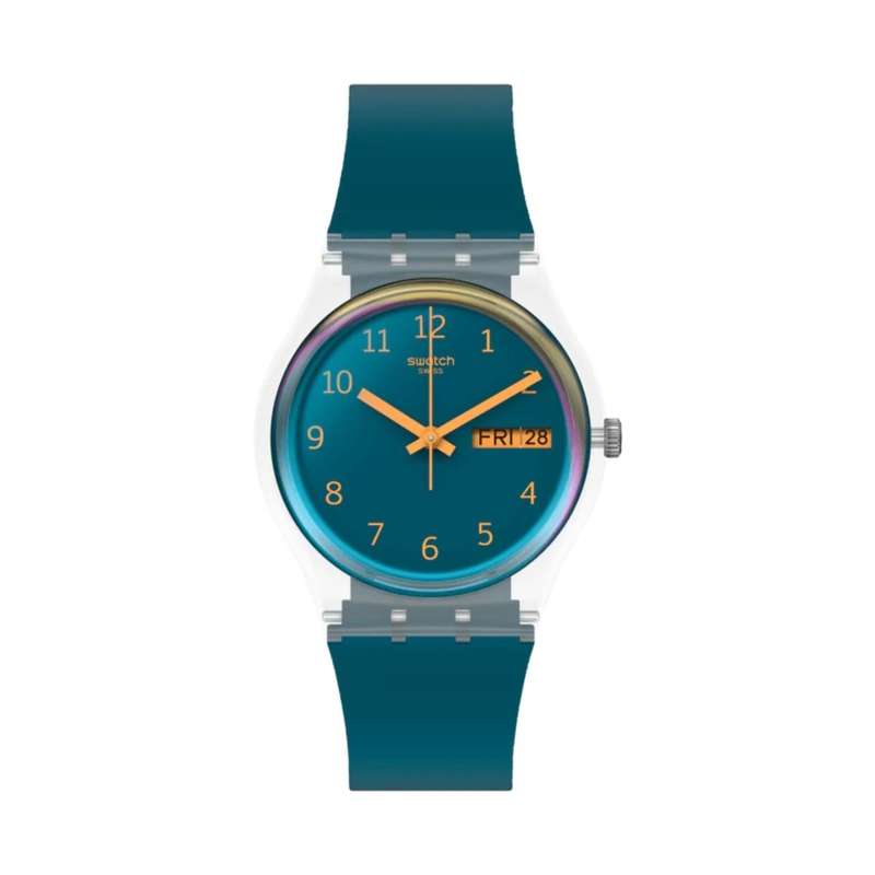 Swatch Blue Away Quartz Blue Dial Blue Silicone Strap Unisex Watch | SO28K700