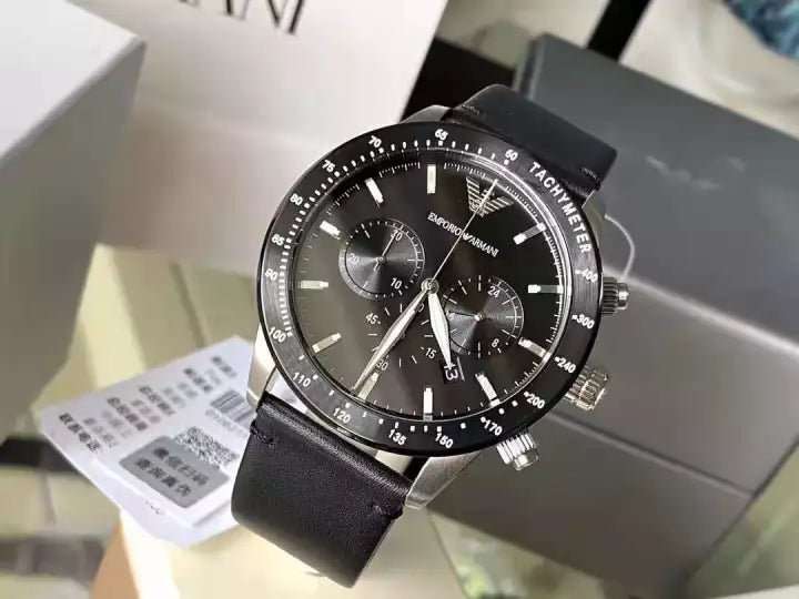 Armani Men's Mario Multi Round Leather Watch | AR11243