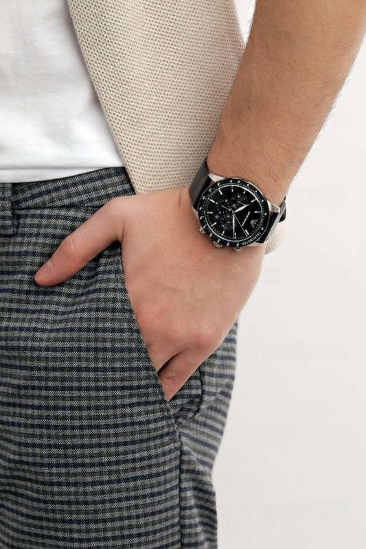 Armani Men's Mario Multi Round Leather Watch | AR11243