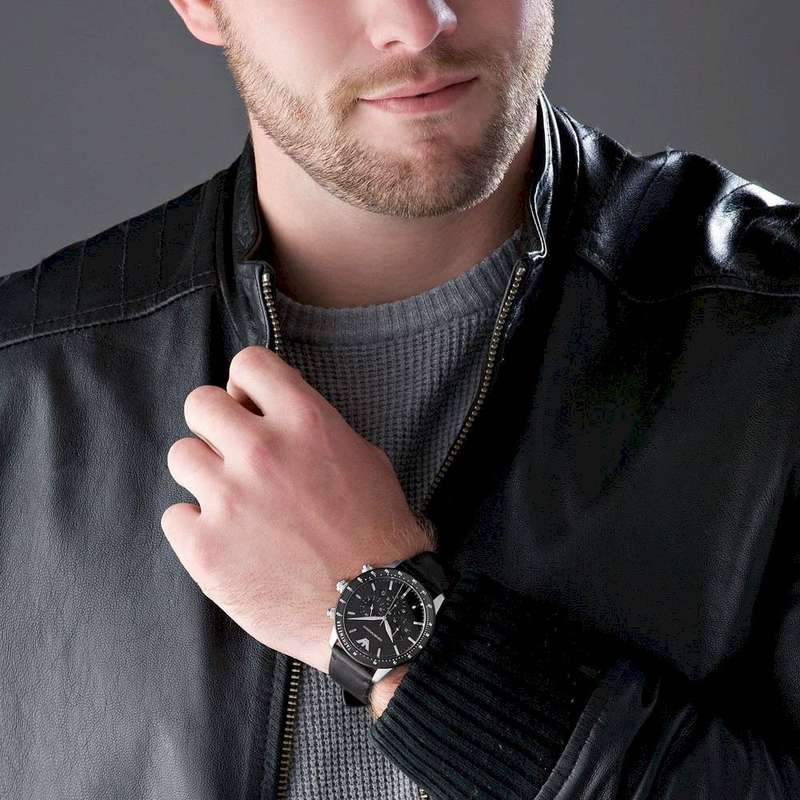 Armani Men's Mario Multi Round Leather Watch | AR11243