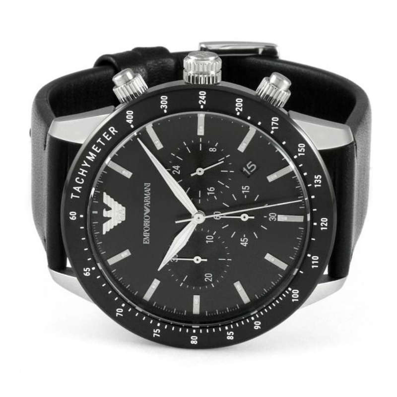 Armani Men's Mario Multi Round Leather Watch | AR11243