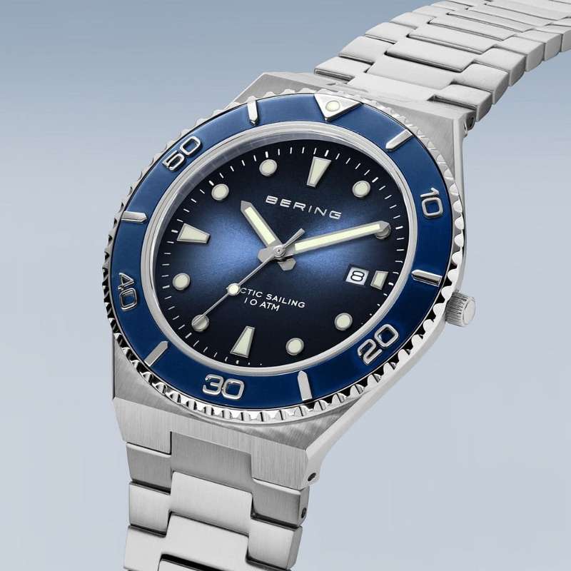 Bering Classic Blue Dial Silver Stainless Steel Strap Men Watch 18940-707