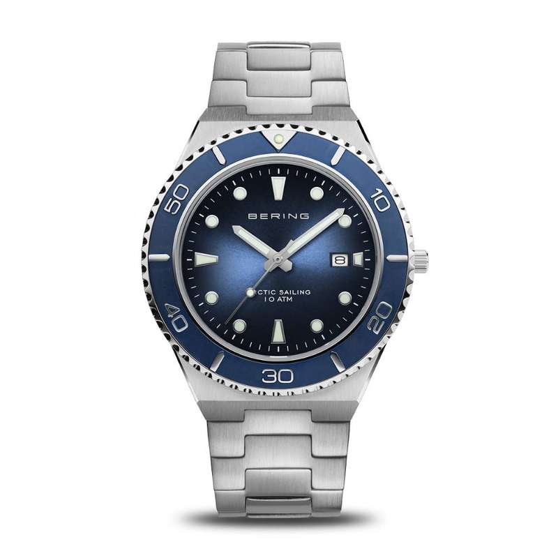 Bering Classic Blue Dial Silver Stainless Steel Strap Men Watch 18940-707